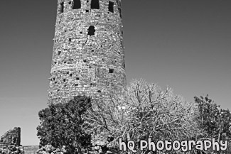 Watch Tower at Desert View black and white picture