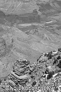 Grand Canyon & Colorado River black and white picture