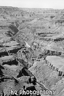 Grand Canyon & River From Desert View black and white picture