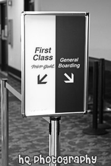 Airline Boarding Sign black and white picture