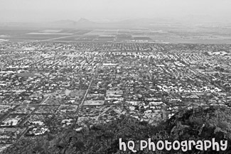 Scottsdale View from Camelback Mountain black and white picture