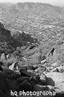 Rocks & Trail on Camelback Mountain black and white picture