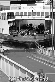 Ferry Docking Close Up black and white picture