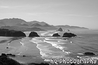 Pacific Ocean at Cannon Beach black and white picture