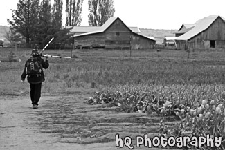 Phototgrapher Walking black and white picture