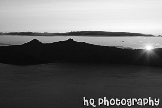 Crater Lake Sunset black and white picture