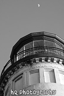 North Head Lighthouse & Moon black and white picture