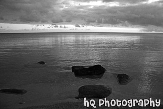 Secret Beach, Kauai Surise black and white picture