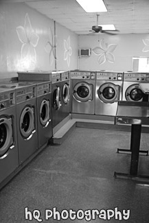 Laundromat black and white picture