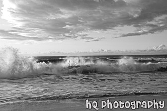 Waves Crashing on Polihale Beach black and white picture