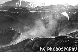 Steaming Lava Field black and white picture