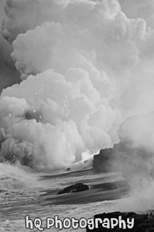 Red Lava Close Up black and white picture