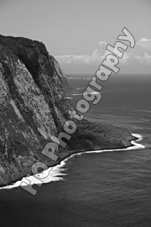 Waipio Valley, Hawaii, Big Island black and white picture