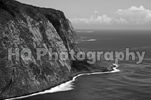 Waipio Valley, Hawaii black and white picture