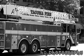 Red Fire Truck black and white picture