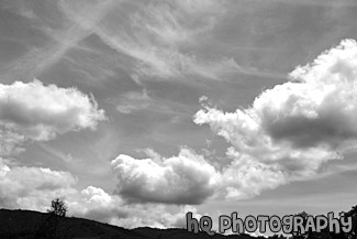 Scenic Clouds & Blue Sky black and white picture