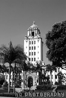 Beverly  Hills City Hall black and white picture