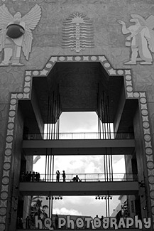 Babylon Gate at Hollywood & Highland black and white picture