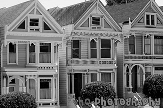 3 Homes of Postcard Row (Alamo Square) black and white picture