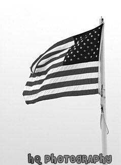 U.S. American Flag & Clouds black and white picture