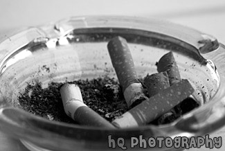 Cigarettes in Ashtray black and white picture