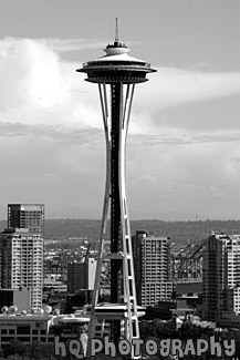 Seattle Space Needle, Washington black and white picture