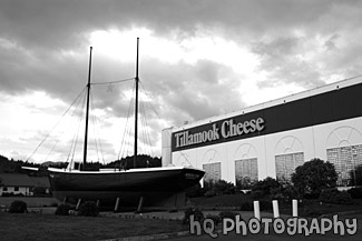 Tillamook Cheese Factory, Oregon black and white picture