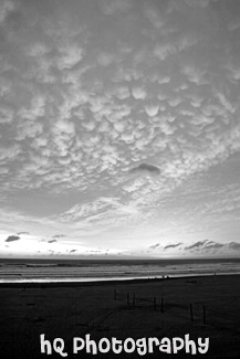 Colorful Sky at Seaside, Oregon black and white picture