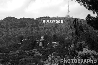 Hollywood Sign in Los Angeles black and white picture