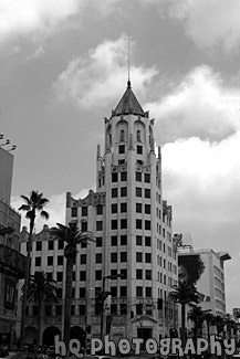 Hollywood First National Building black and white picture