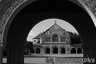 Stanford Memorial Church Through Arch black and white picture