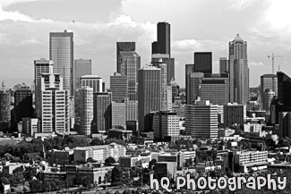 Downtown Seattle, Washington Buildings black and white picture