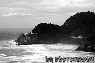 Heceta Head Lighthouse, Oregon Coast black and white picture