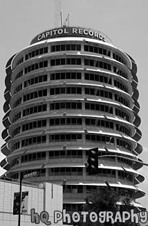 Capitol Records, Hollywood California black and white picture