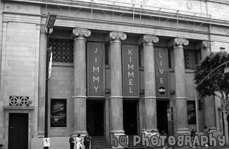 Jimmy Kimmel Live Building, Hollywood black and white picture