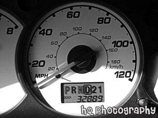 Speedometer Close Up black and white picture