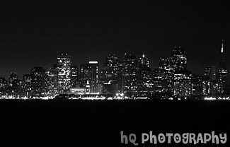 City of San Francisco at Night black and white picture