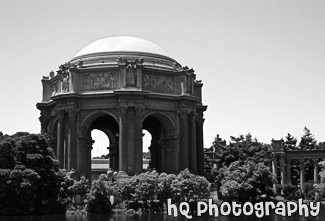 Palace of Fine Arts Exploratorium black and white picture