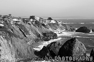 California Coast Along Highway 1 black and white picture