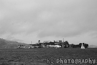 Alcatraz Island & Prison black and white picture