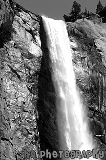 Bridalveil Fall Close Up, Yosemite black and white picture