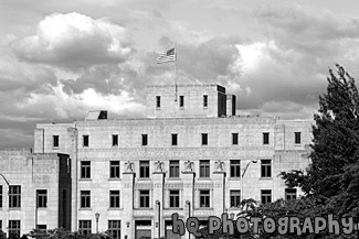 Old Thurston County Court House, Washington black and white picture