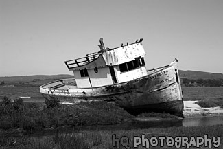 Boat at Point Reyes black and white picture