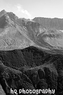 Mount St. Helens Close Up black and white picture