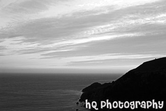 Pacific Ocean California Sunset black and white picture