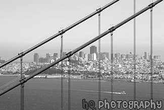 San Francisco & Golden Gate Bridge black and white picture