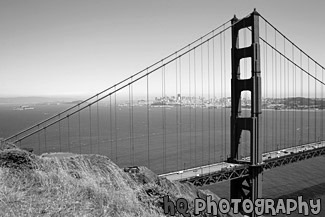 Golden Gate Bridge from Battery Spencer black and white picture