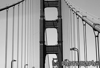 Driving on Golden Gate Bridge black and white picture