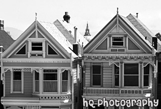 Two Homes of Alamo Square black and white picture