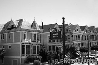 Alamo Square Homes black and white picture